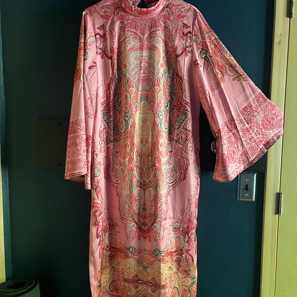 Pink Paisley Kaftan Dress